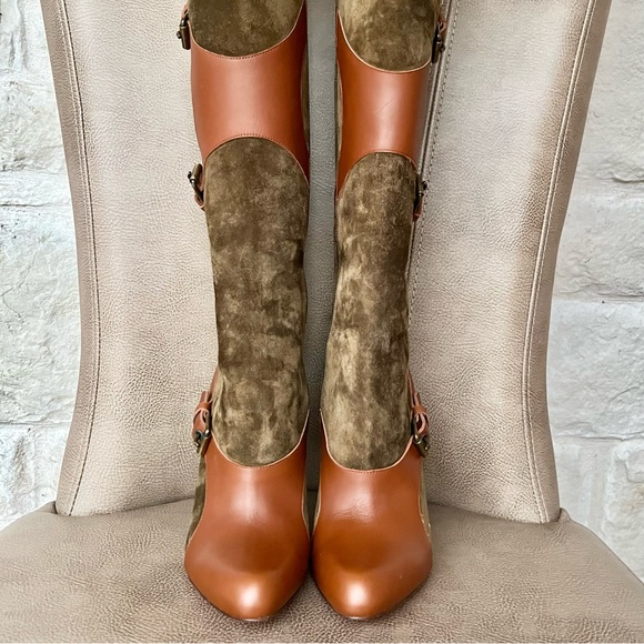 Christian Louboutin Canassone 100 Knee high Boots Cognac Olive Green Euro 38 - Picture 6 of 16
